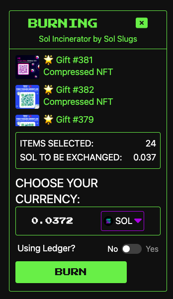Burn Initiation Screenshot